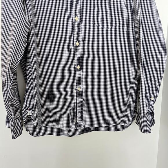 J. Crew Shirt Mens Size L Navy White Gingham Check Button Down Classic Cotton - Picture 3 of 8